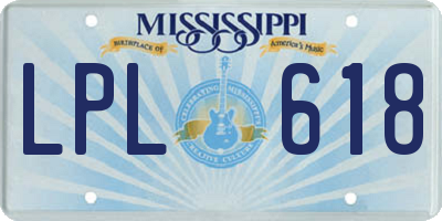 MS license plate LPL618