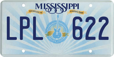 MS license plate LPL622