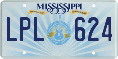 MS license plate LPL624