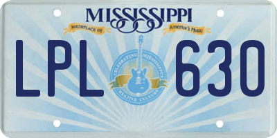 MS license plate LPL630