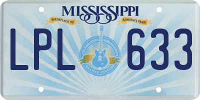 MS license plate LPL633
