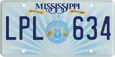 MS license plate LPL634