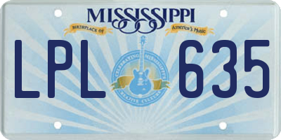 MS license plate LPL635