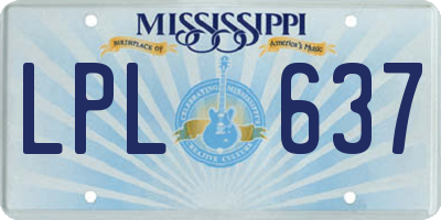 MS license plate LPL637