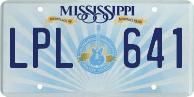 MS license plate LPL641