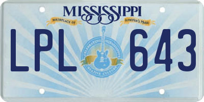 MS license plate LPL643