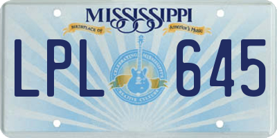 MS license plate LPL645