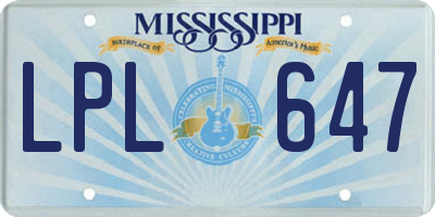 MS license plate LPL647
