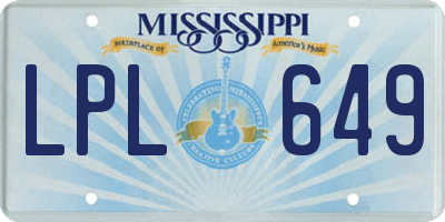 MS license plate LPL649