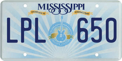 MS license plate LPL650