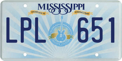 MS license plate LPL651