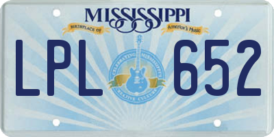 MS license plate LPL652