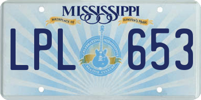 MS license plate LPL653