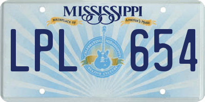 MS license plate LPL654