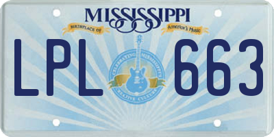 MS license plate LPL663