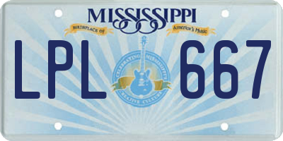MS license plate LPL667