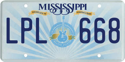 MS license plate LPL668