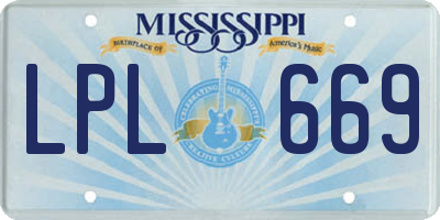MS license plate LPL669