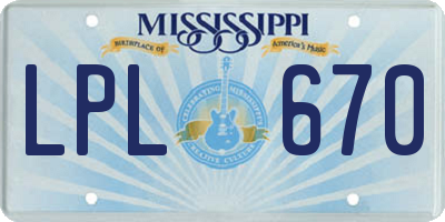 MS license plate LPL670