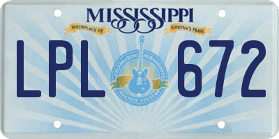 MS license plate LPL672