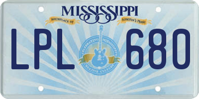 MS license plate LPL680