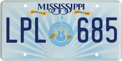 MS license plate LPL685