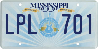 MS license plate LPL701