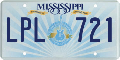 MS license plate LPL721