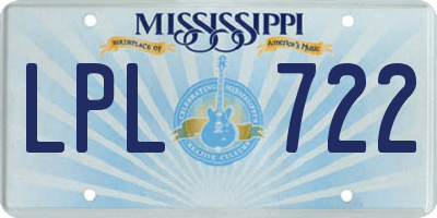 MS license plate LPL722