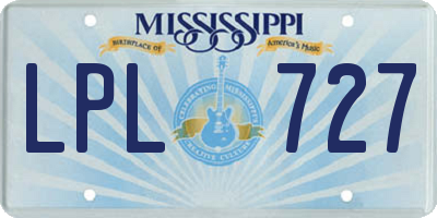 MS license plate LPL727