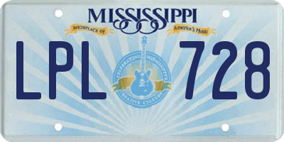 MS license plate LPL728