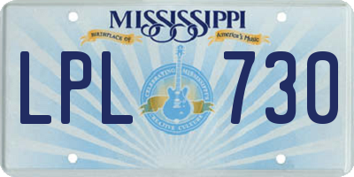 MS license plate LPL730
