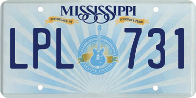 MS license plate LPL731