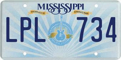 MS license plate LPL734