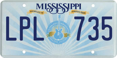 MS license plate LPL735