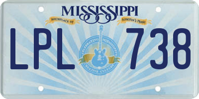 MS license plate LPL738