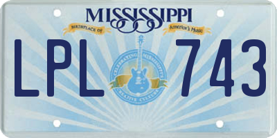 MS license plate LPL743