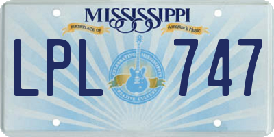 MS license plate LPL747
