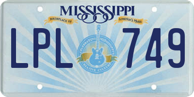 MS license plate LPL749