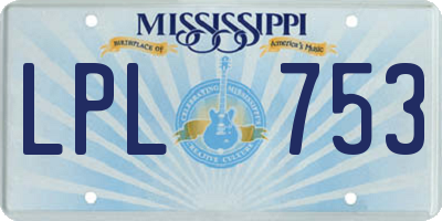 MS license plate LPL753