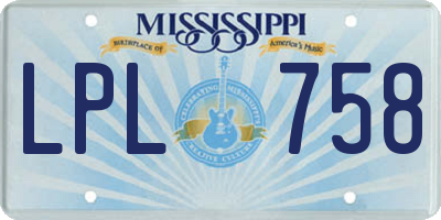 MS license plate LPL758