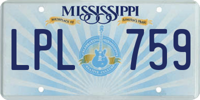 MS license plate LPL759