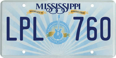 MS license plate LPL760