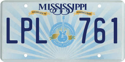 MS license plate LPL761