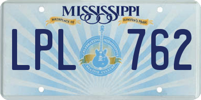 MS license plate LPL762