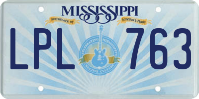 MS license plate LPL763