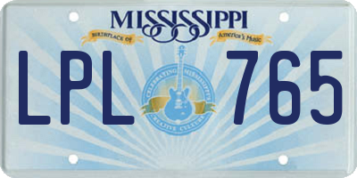 MS license plate LPL765