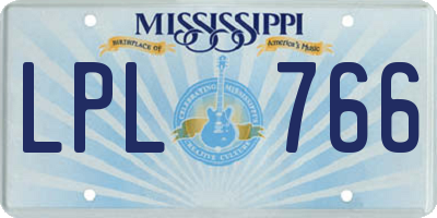 MS license plate LPL766