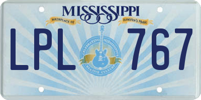 MS license plate LPL767