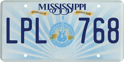 MS license plate LPL768